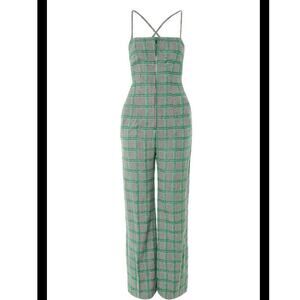 Topshop Checkered Black and Green Jumpsuit size 4